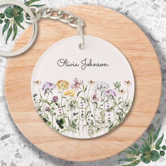 Personalisiert Name Wildblume Garten Schlüsselanhänger