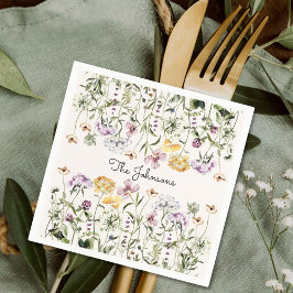 Personalisiert Name Wildblume Garten Serviette