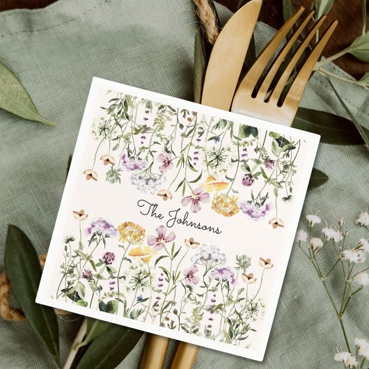 Personalisiert Name Wildblume Garten Serviette