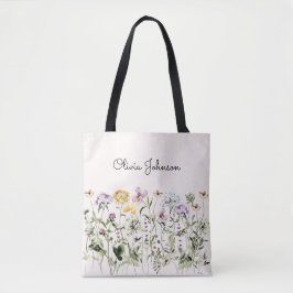 Personalisiert Name Wildblume Garten Tasche