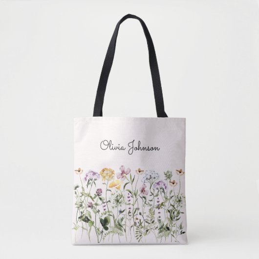 Personalisiert Name Wildblume Garten Tasche (Vorderseite)