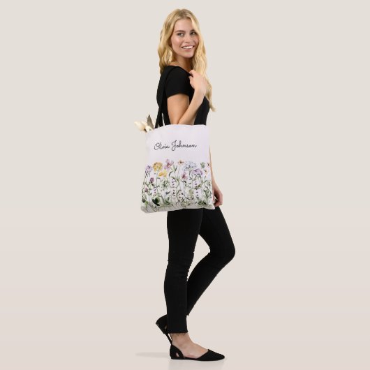 Personalisiert Name Wildblume Garten Tasche (Am Model)