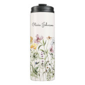 Personalisiert Name Wildblume Garten Thermosbecher (Vorderseite)