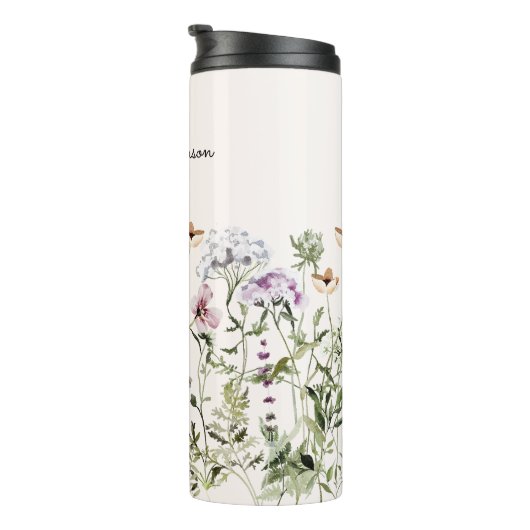 Personalisiert Name Wildblume Garten Thermosbecher (Nach rechts gedreht)