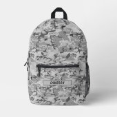Personalisiert Name Winter Gray Camouflage Abstrak Bedruckter Rucksack (Vorderseite)
