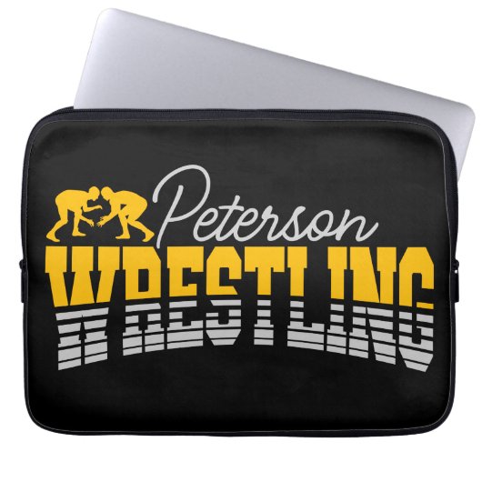 Personalisiert NAME Wrestling School Team Wrestler Laptopschutzhülle (Vorderseite)
