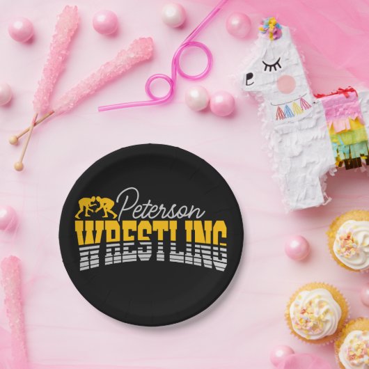 Personalisiert NAME Wrestling School Team Wrestler Pappteller (Party)