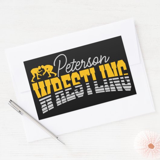 Personalisiert NAME Wrestling School Team Wrestler Rechteckiger Aufkleber (Umschlag)