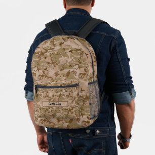 Personalisiert Name Wüste Gulf Brown Camouflage Bedruckter Rucksack