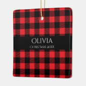 Personalisiert Name Year Buffalo Kariert Keramikornament (Links)
