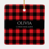 Personalisiert Name Year Buffalo Kariert Keramikornament (Rückseite)