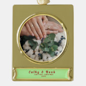 Personalisiert Names Couple's First Christmas Banner-Ornament Gold (Vorderseite)