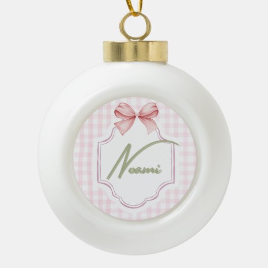 Personalisiert Naomi Baby Girl Kinderzimmer Bow&Gi Keramik Kugel-Ornament (Vorderseite)