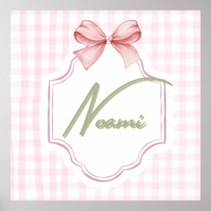 Personalisiert Naomi Baby Girl Kinderzimmer Bow&Gi Poster