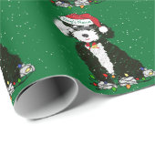 Personalisiert Naughty Bernedoodle Green Xmas Geschenkpapier (Rolleneckpunkt)