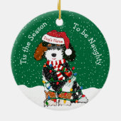 Personalisiert Naughty Bernedoodle Keramik Ornament (Hinten)