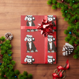 Personalisiert Naughty Bernedoodle Red Xmas Geschenkpapier