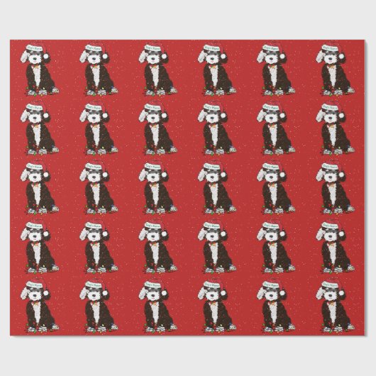 Personalisiert Naughty Bernedoodle Red Xmas Geschenkpapier (Flach)