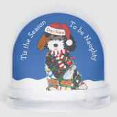 Personalisiert Naughty Bernedoodle Schneekugeln (Rückseite)
