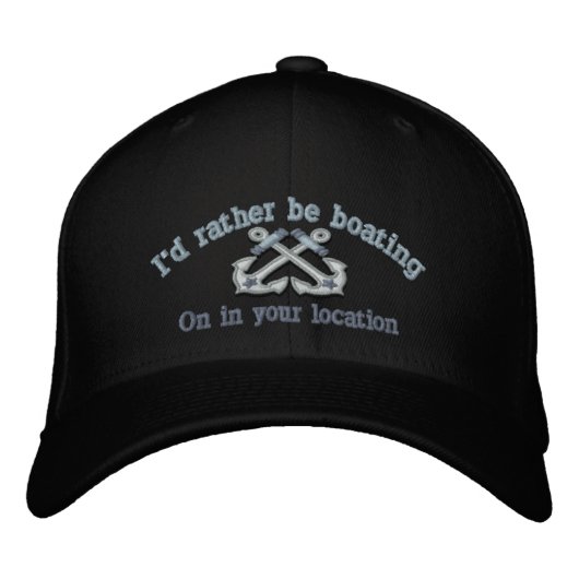 Personalisiert Nautical Ich möchte lieber bootfahr Bestickte Kappe (Vorderseite)