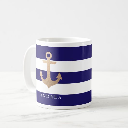 Personalisiert | Nautischer Anker Kaffeetasse (Vorderseite Links)