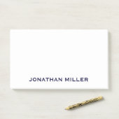 Personalisiert Navy Blue and White Monogram 10x6 Post-it Klebezettel (Auf Schreibtisch)