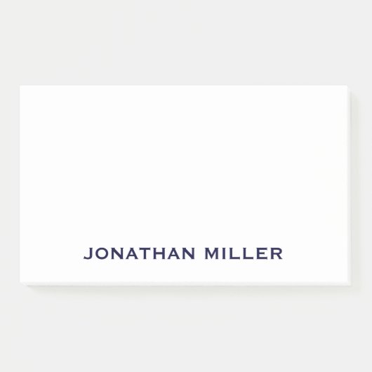 Personalisiert Navy Blue and White Monogram 10x6 Post-it Klebezettel (Vorderseite)