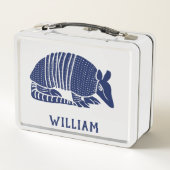 Personalisiert Navy Blue Armadillo Metall Brotdose (Rückseite)