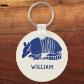 Personalisiert Navy Blue Armadillo Schlüsselanhänger (Vorderseite)