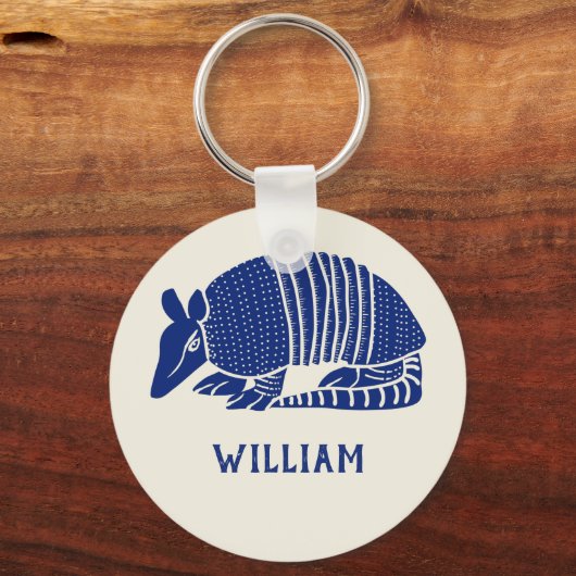 Personalisiert Navy Blue Armadillo Schlüsselanhänger (Vorderseite)