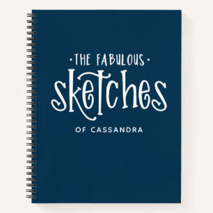 Personalisiert Navy Blue Artist Sketchbook mit Nam Notizblock