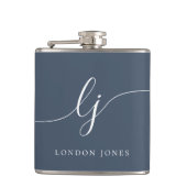 Personalisiert Navy Blue Bachelorette Flachmann (Vorderseite)