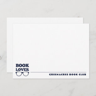 Personalisiert Navy Blue Book Lover Flat Note Card Mitteilungskarte