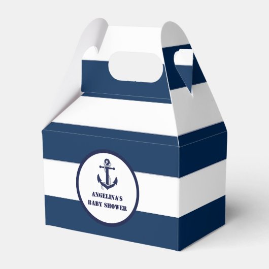 Personalisiert Navy Blue Boy Nautical Baby Dusche Geschenkschachtel (Vorderseite)