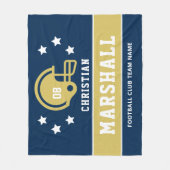 Personalisiert Navy Blue Gold Football Name Fleecedecke (Vorderseite)