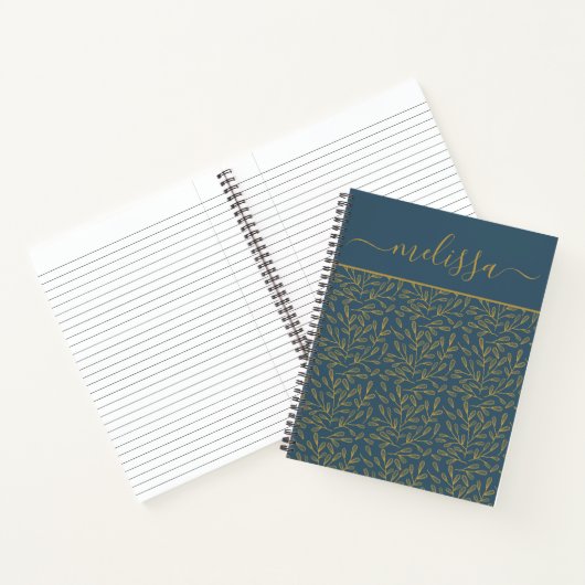 Personalisiert Navy Blue Gold Geometric Journal Notizblock (Innenseite)