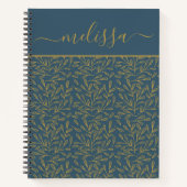 Personalisiert Navy Blue Gold Geometric Journal Notizblock (Vorderseite)