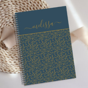 Personalisiert Navy Blue Gold Geometric Journal Notizblock