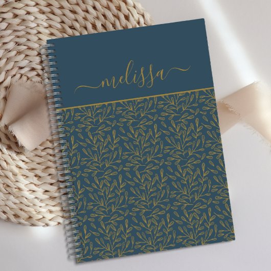Personalisiert Navy Blue Gold Geometric Journal Notizblock