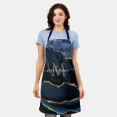 Personalisiert: Navy Blue Gold Schürze (Getragen)