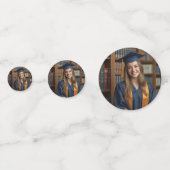 Personalisiert Navy Blue Laurel Wreath Grad Foto Konfetti (Rückseiten)
