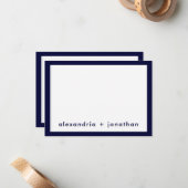 Personalisiert Navy Blue Minimal Wedding Vielen Da Mitteilungskarte (Vorderseite/Rückseite Beispiel)