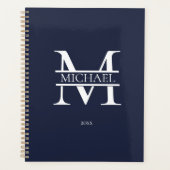 Personalisiert Navy Blue Monogram Initial Minimali Planer (Vorderseite)
