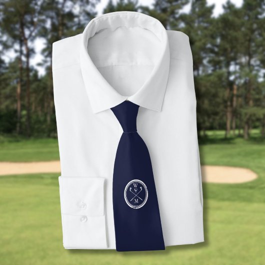 Personalisiert Navy Blue Monogram Initials Golf Krawatte