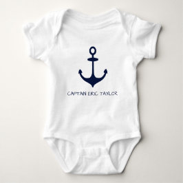 Personalisiert Navy Blue Nautical Anchor Baby Strampler