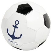 Personalisiert Navy Blue Nautical Anchor Fußball (Dreiviertel)