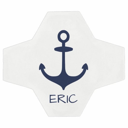Personalisiert Navy Blue Nautical Anchor Fußball (Flach)