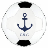Personalisiert Navy Blue Nautical Anchor Fußball (Vorderseite)