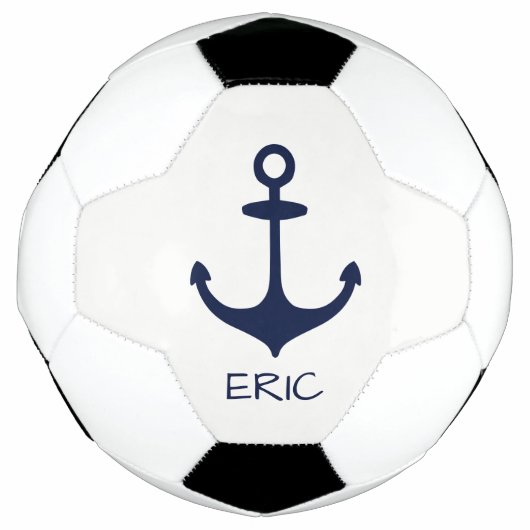 Personalisiert Navy Blue Nautical Anchor Fußball (Vorderseite)