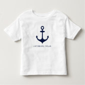 Personalisiert Navy Blue Nautical Anchor Kleinkind T-shirt (Vorderseite)